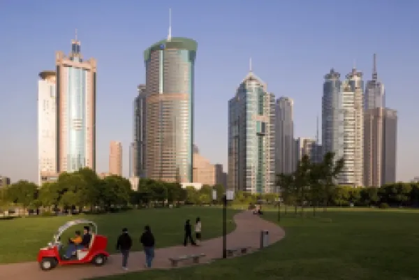 Buy Modern skyscrapers and park in Lujiazui financial district of Pudong