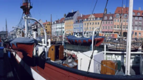 Buy Moored boats and the waterfront of the Nyhavn Channel