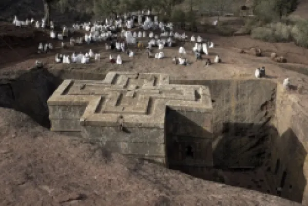 Buy Sunday Mass is celebrated at the rock-hewn church of Bet Giyorgis (St