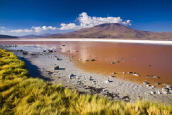 Buy Bolivia, Southern Altiplano, Laguna Colorada. The dramatic other world landscape of the Laguna Coloroda otherwise know as the coloured lake.