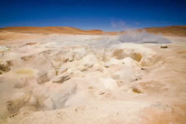 Buy Bolivia, Southern Altiplano, Uyuni Highlands. Fumaroles and Geysers at the Sol de Manana in the Uyuni Highlands.