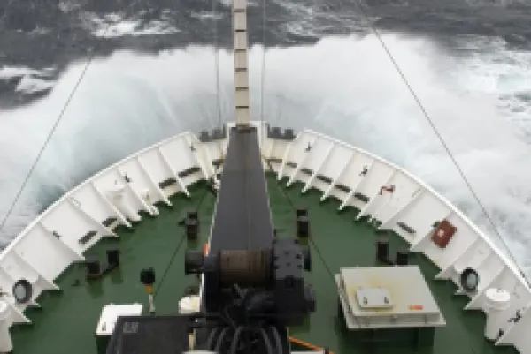 Buy Greenland. The bow of the Russian cruise ship Professor