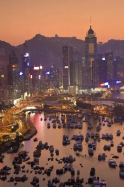 Buy China, Hong Kong, Hong Kong Island, Causeway Bay view across harbour to Victoria Peak