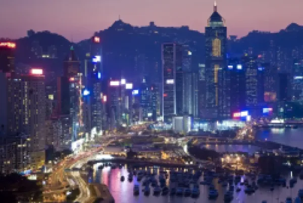 Buy China, Hong Kong, Hong Kong Island, Causeway Bay view across harbour to Victoria Peak