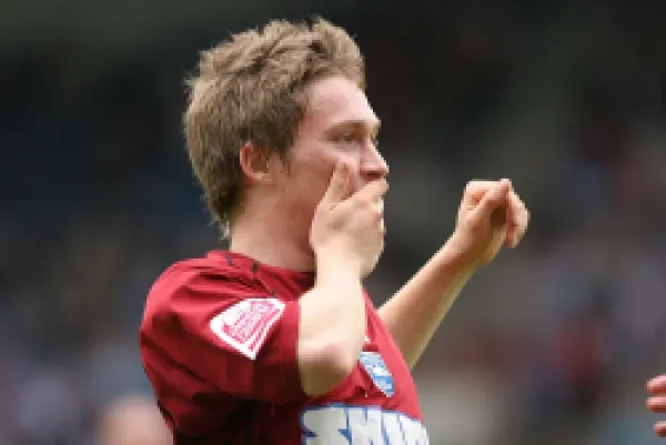 Jake Robinson celebrates his first goal