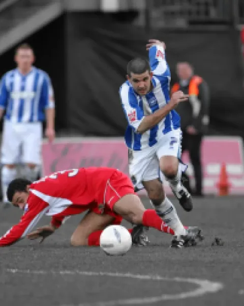 Alex Frutos in action against Stafford Rangers