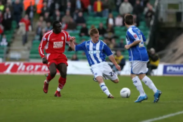Sam Rents in action against Stafford Rangers