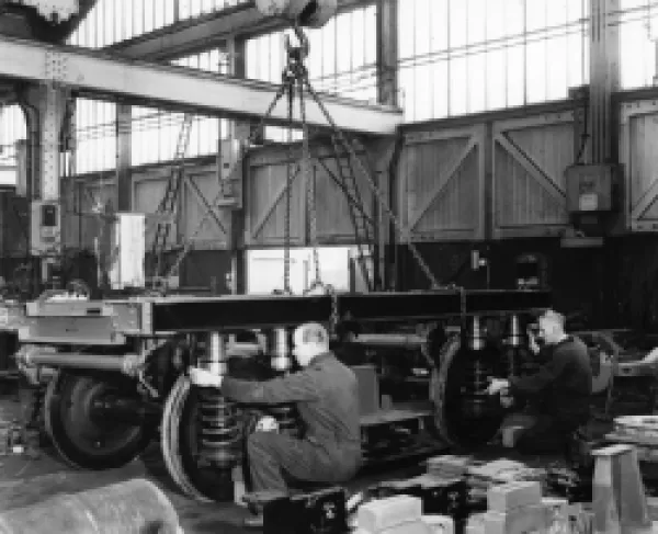 Bogie construction in No 19 (C/D) Shop, c1965