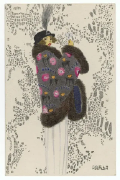Buy FUR-TRIMMED MANTLE C1913