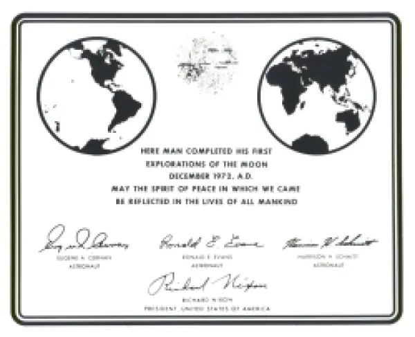 Buy Replica of Plaque Left on Moon by Apollo 17 Astronauts