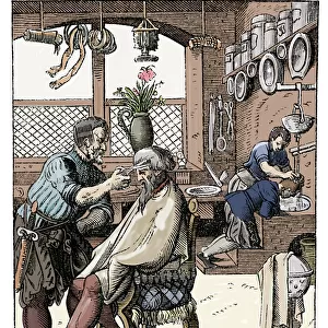 16th century haircut at a barber shop