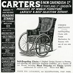 Advert for Carters, self propelling wheelchair 1906