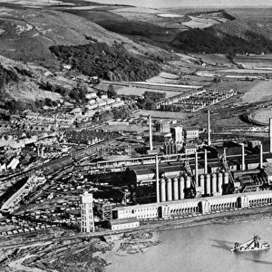 Air view of Margam steel works, Port Talbot, South Wales