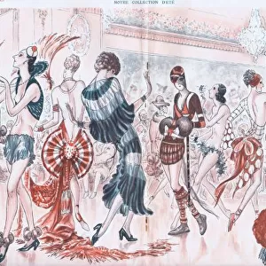 Art deco illustration of summer Parisian fashions, 1929