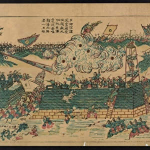 Battle scene - soldiers storming a fort, engaging troops def