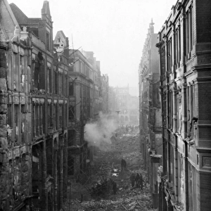 Bomb damage in Jewin Street, City of London, WW2