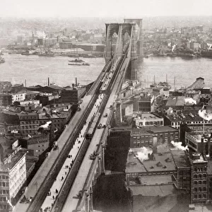 Brooklyn Bridge, looking to Manhattan, New York, c. 1890 s