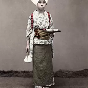c. 1880s Japan - tea house serving girl