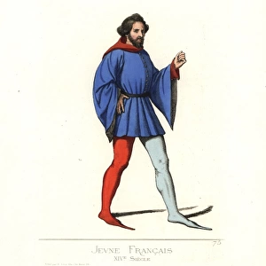 Costume of a young French man, 14th century
