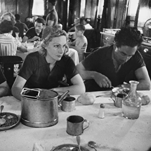 Dining room on refugee ship WWII