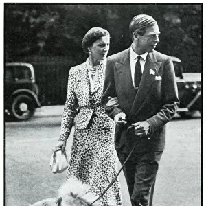 Duke and Duchess of Kent walking their chow dog, Sept 1939