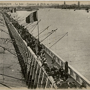 Dunkirk, France - fishing competition on the jetty