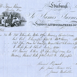 Edinburgh engravers receipt, 1849
