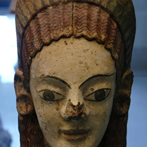 Etruscan Art. Italy. Antefix as a womans head. C. 500 B. C