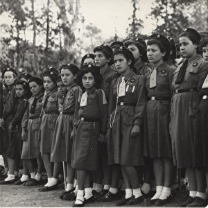 Girl Guides gathered at a rally, Cyprus