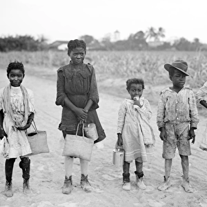 A group of African-American children on a country road in Am