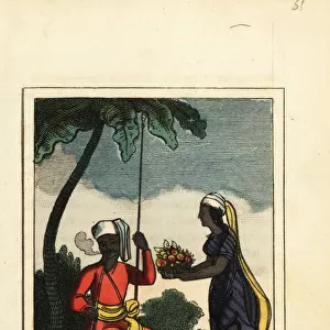 Man and woman of Ceylon (Sri Lanka), 1818