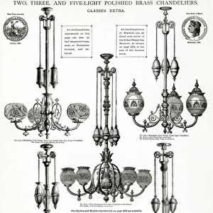 Polished brass and florentine bronzed chandeliers 1881