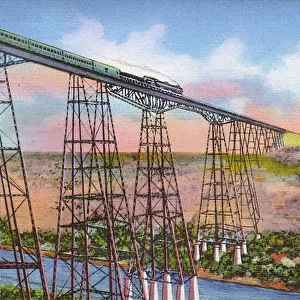 Postcard booklet, Pecos River High Bridge, Texas, USA