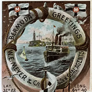Promo postcard for W. E. Meyer & Co. Coal Agents, Bermuda