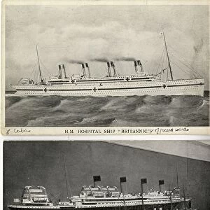 RMS Britannic - two postcards