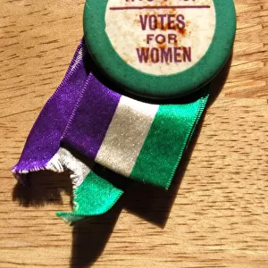 Suffragette W. S. P. U Badge and Ribbon