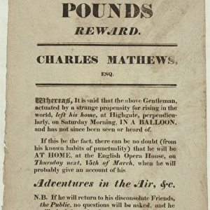Thousand pounds reward. Charles Mathews, Esq