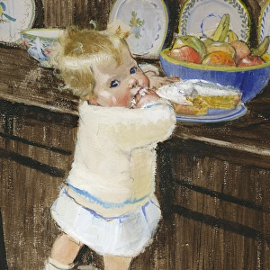 Toddler with cake by Muriel Dawson