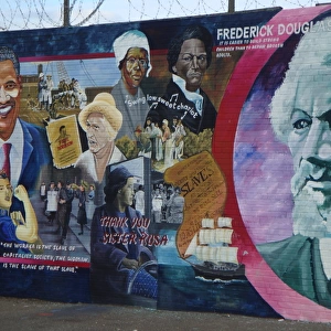 Wall mural of Frederick Douglass at Belfast