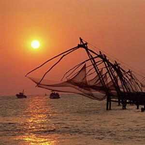 Chinese fishing nets at sunset