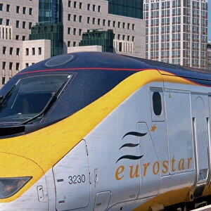 Close-up of Eurostar train engine in London, England, United Kingdom, Europe