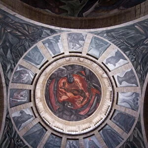 El Hombre de Fuego (Man of Fire), the most notable of the murals painted by Jose Clemente Orozco between 1936 and 1939, in the Instituto Cultural de Cabanas, built between 1805 and 1810, Guadalajara, Jalisco, Mexico