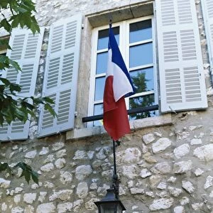 Exterior detail of the town hall and French flag, Ventabren, Provence, France, Europe