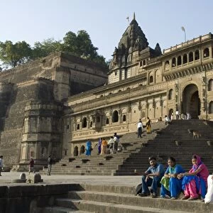 The ghats on the Narmada River at the Ahilya Fort and Temples