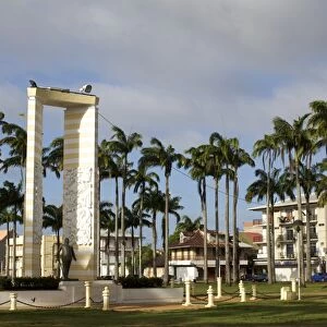 The Place des Palmistes and the statue of Felix Eboue, Cayenne, French Guiana