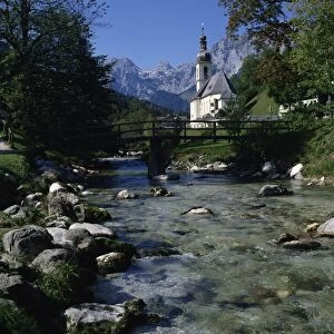 River running past the church in Ramsau