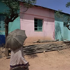 Street scene, village of Abi-Adi, Tigre region, Ethiopia, Africa