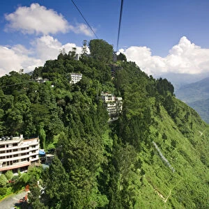 India, Sikkim, Gangtok, View of city from Damovar Ropeway
