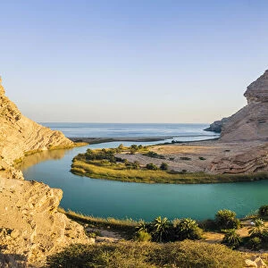Khor Sanq (Wadi Al Nakheel) at sunset, Dhofar Governorate, Oman