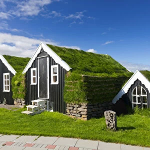 Traditional Grass Roof Houses. Iceland